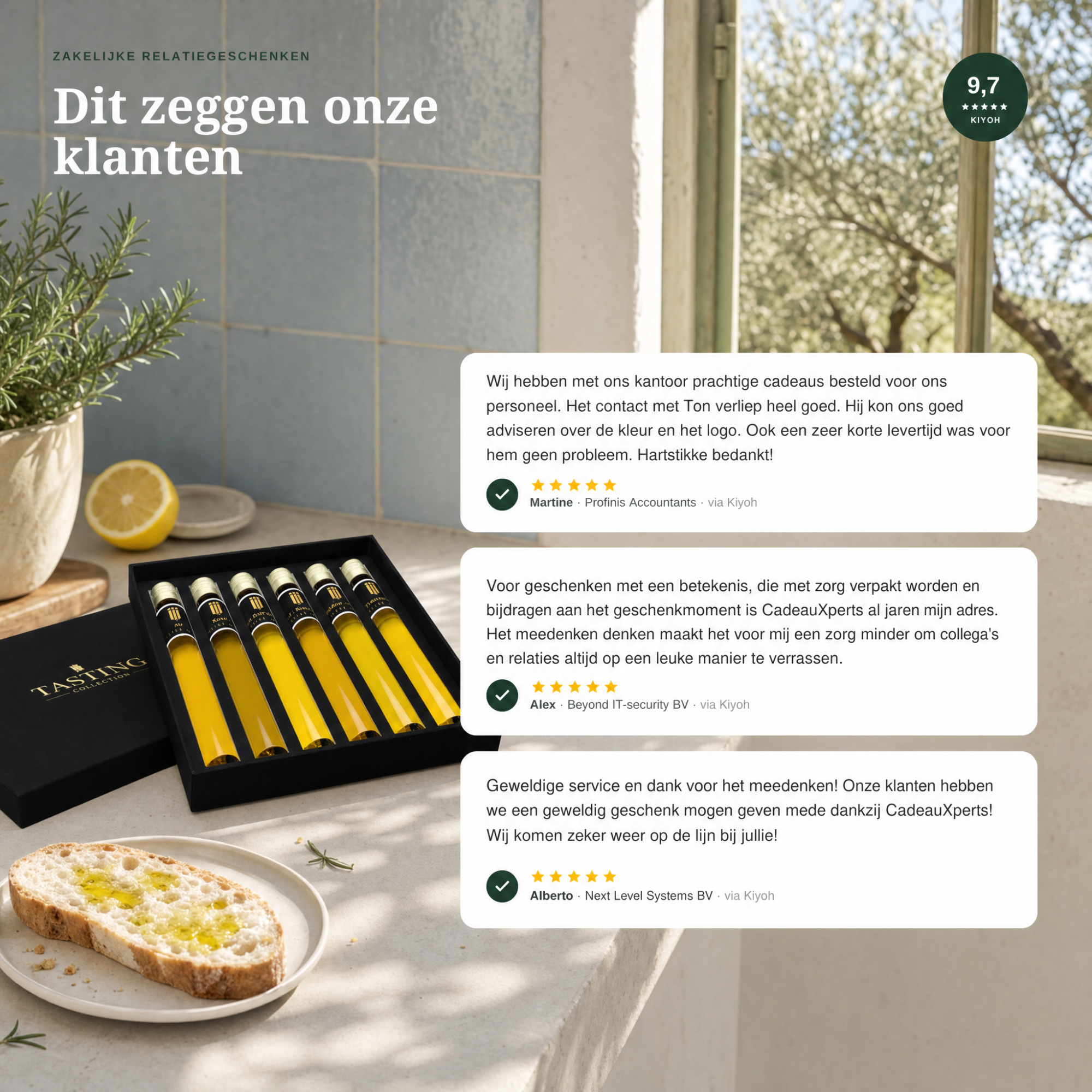 Tasting collection – Olijfolie Proeverij Tubes Giftset 6x Tasting collection - Olijfolie Proeverij Tubes Giftset 6x